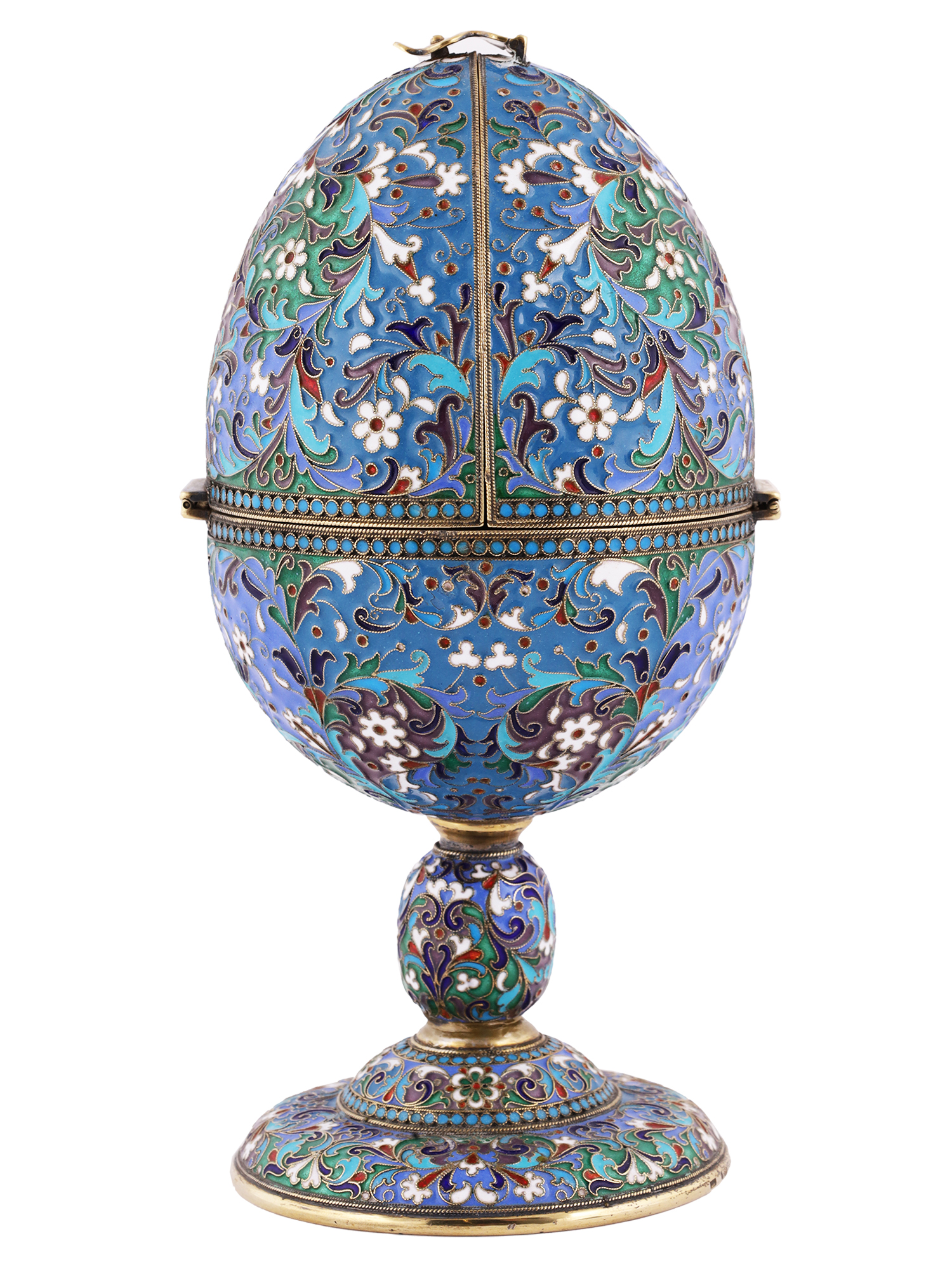 RUSSIAN SILVER AND ENAMEL EGG WITH MINIATURE CHURCH PIC-1